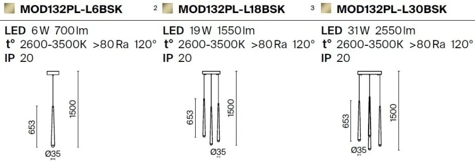 Lustra LED cu 3 pendule stil minimalist modern Cascade alama