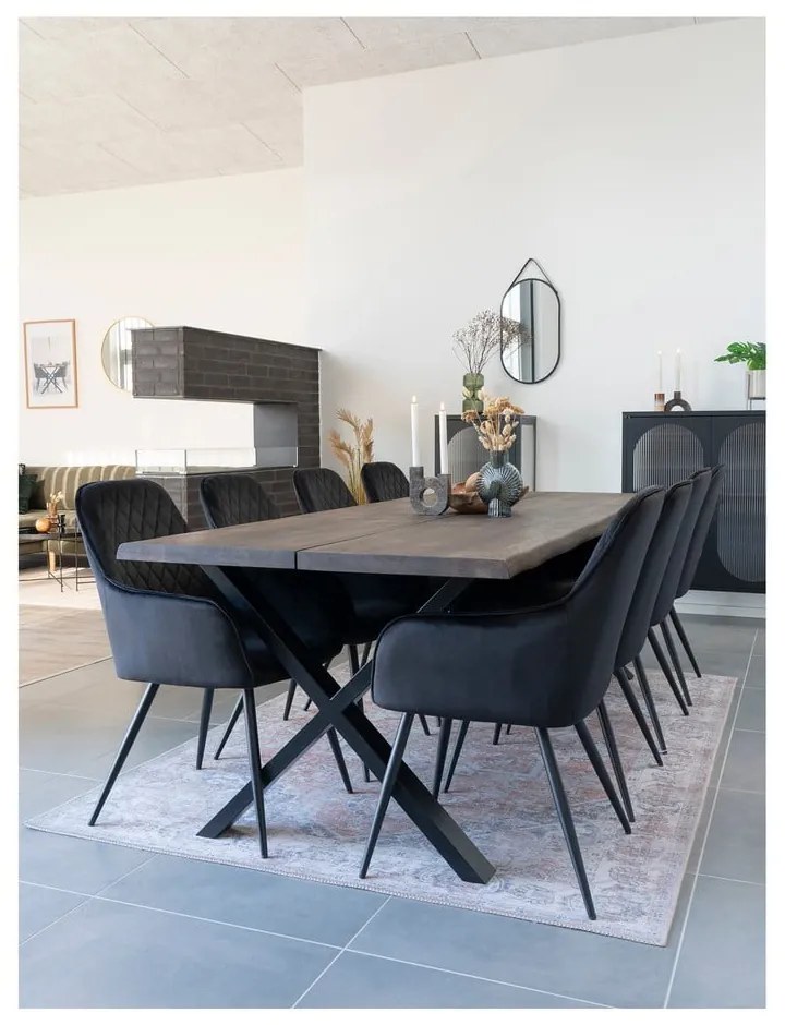 Set de scaune de sufragerie negru cu cotiere 2 buc. tapițat Harbo – House Nordic