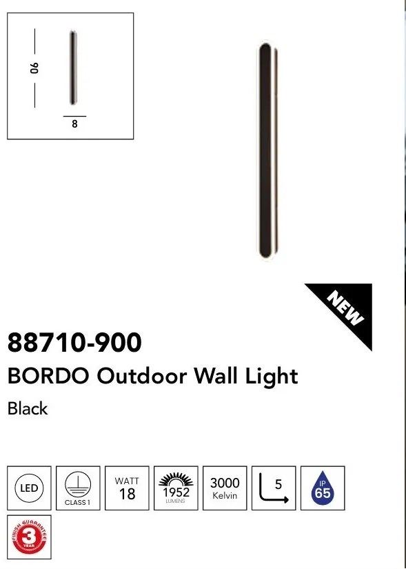Aplica de perete lumina ambientala exterior Bordo LED, H-90cm
