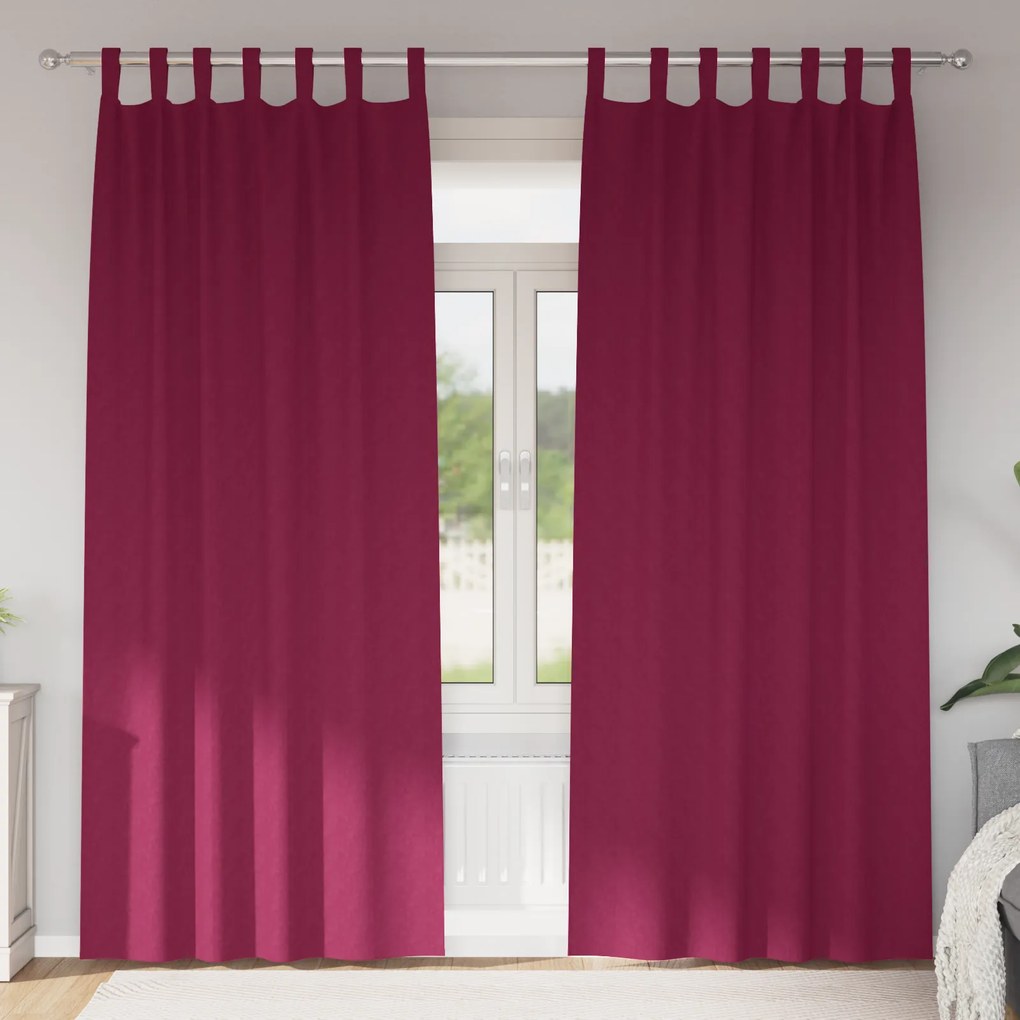 vidaXL Perdele opace cu perdele 2 pcs bordo 225 x 140 cm Poliester