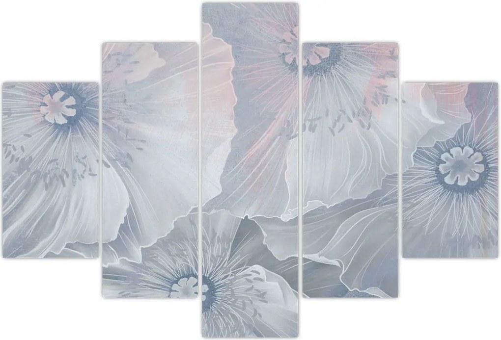 Tablou - Flori albastre pe perete (150x105 cm)