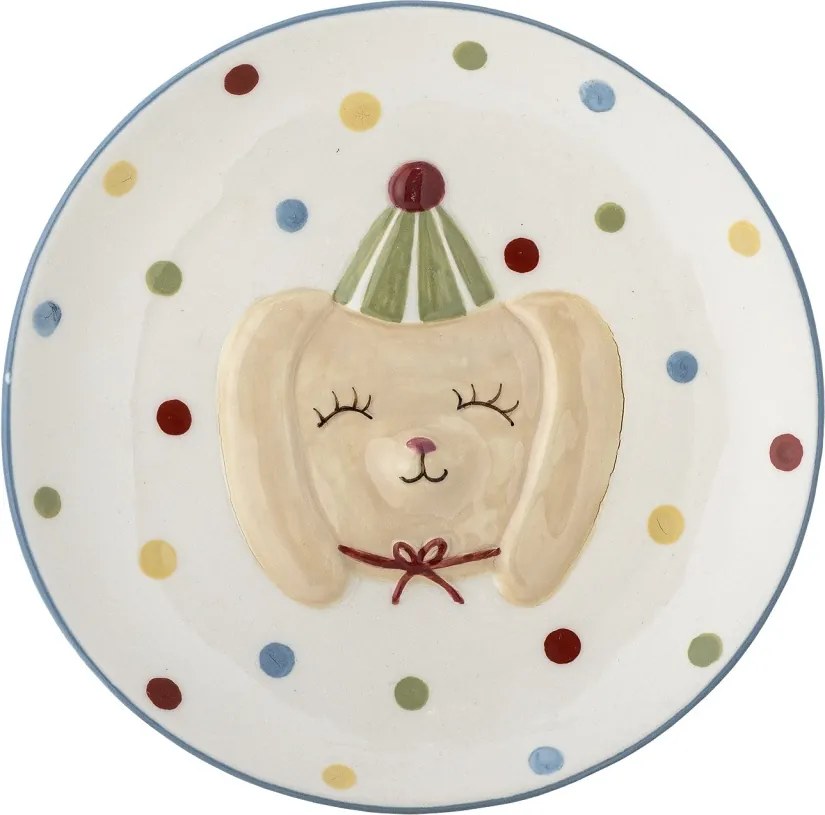 Set 3 piese din ceramică artizanală, multicolor, pictate manual cu un cățeluș vesel, pentru copii, „Party"