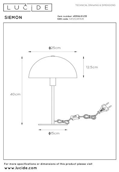 Lucide 45596/01/35 - Lampă de masă SIEMON, 1xE14/25W/230V, albastră