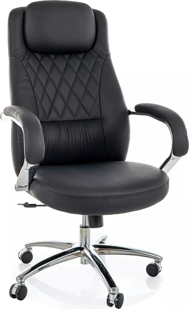Scaun birou Q-07, negru, piele ecologică, 68x51x116 cm