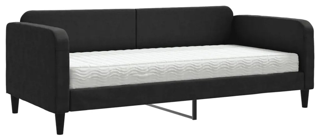 3196800 vidaXL Pat de zi cu saltea, negru, 90x200 cm, textil
