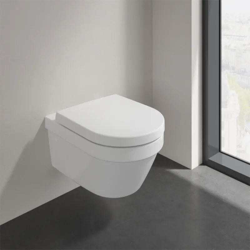 Set vas WC suspendat, Villeroy & Boch, Architectura, cu capac wc soft close si quick release, alb