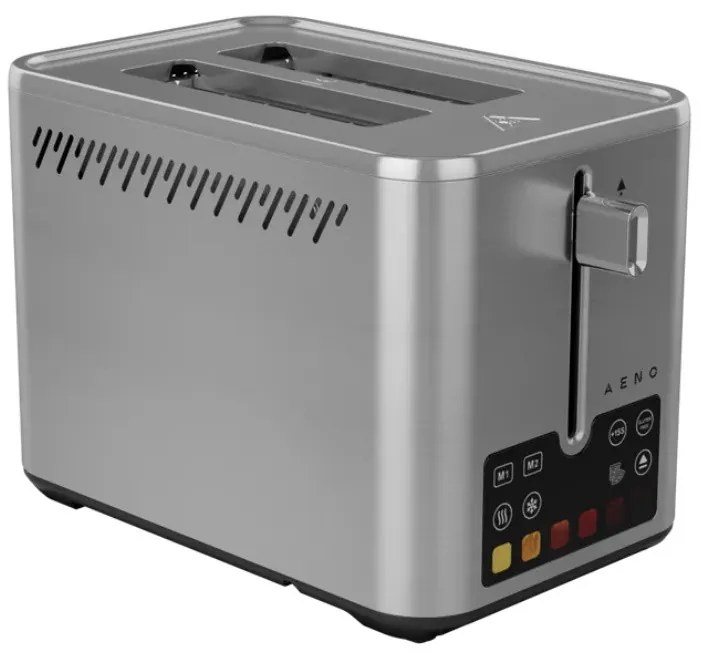 Prajitor de paine inteligent AENO ATS0004, 1600W, 4 felii, 6 trepte, 3 functii, Tava pentru firimituri detasabila, Inox