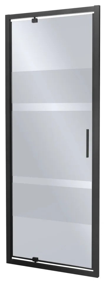 Ușă de duș batantă Tomar DR 90 90x100 cu sticlă mată grafit cu dungi