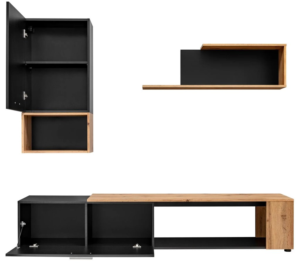 Mobilier living Mantes ZWT2 (negru mat + stejar wotan). 1097675