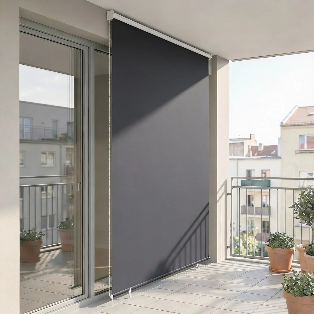 Outsunny Jaluzea Rulou Opacă pentru Exterior, 240x160 cm, Gri Închis | Aosom Romania
