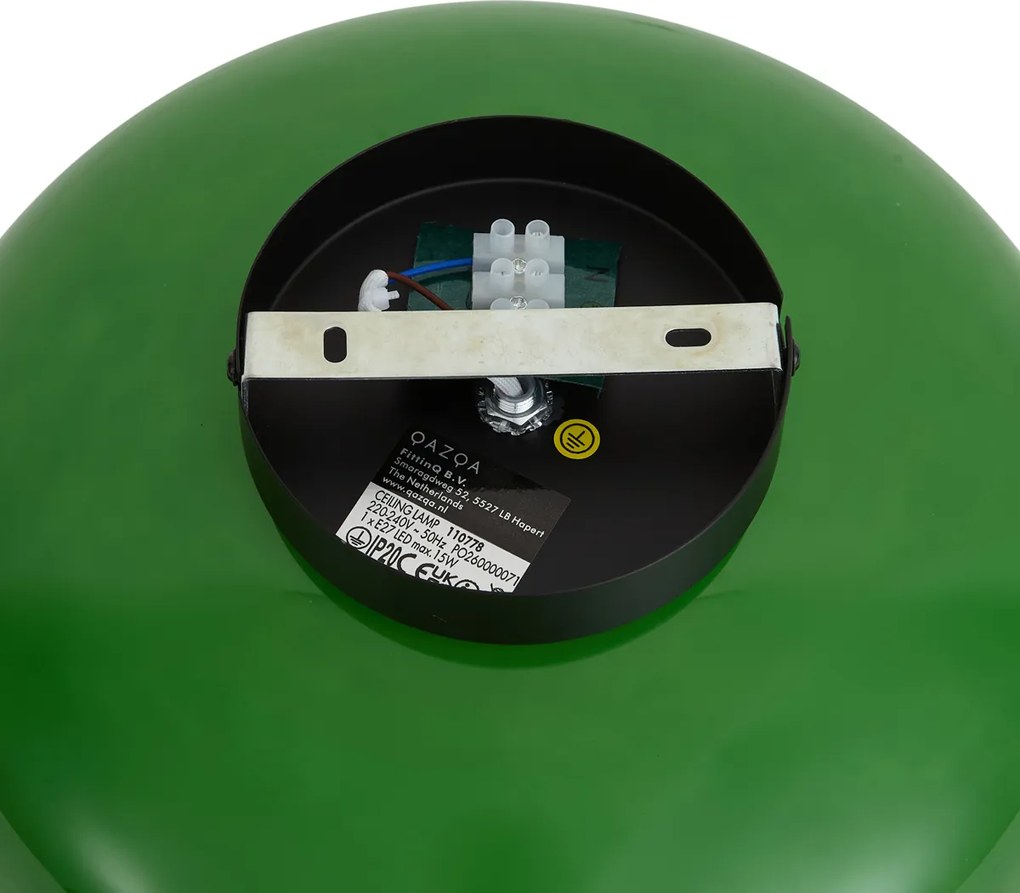 Plafonieră retro neagră cu sticlă verde 30cm - Glaze