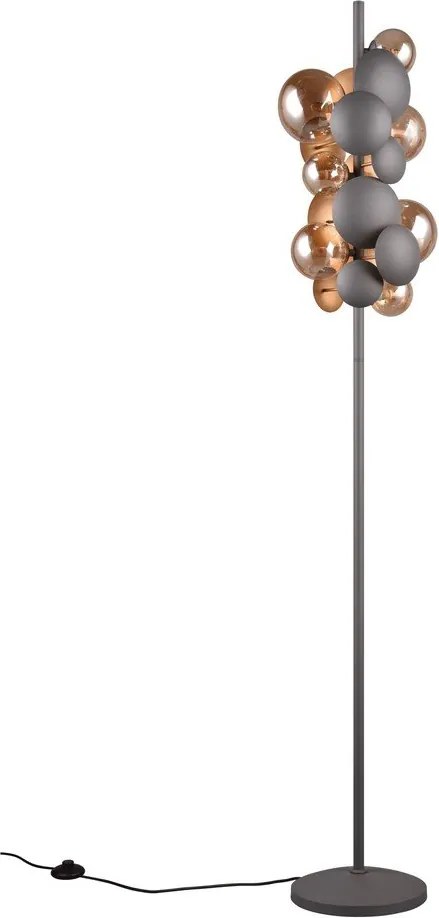 Lampadar gri-auriu cu abajur din sticlă (înălțime 155 cm) Bubble – Trio Select