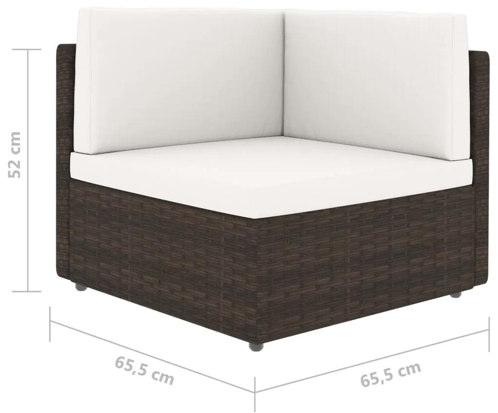 Canapea modulara cu 2 locuri, maro, poliratan 1, Maro, Canapea de centru + canapea de colt