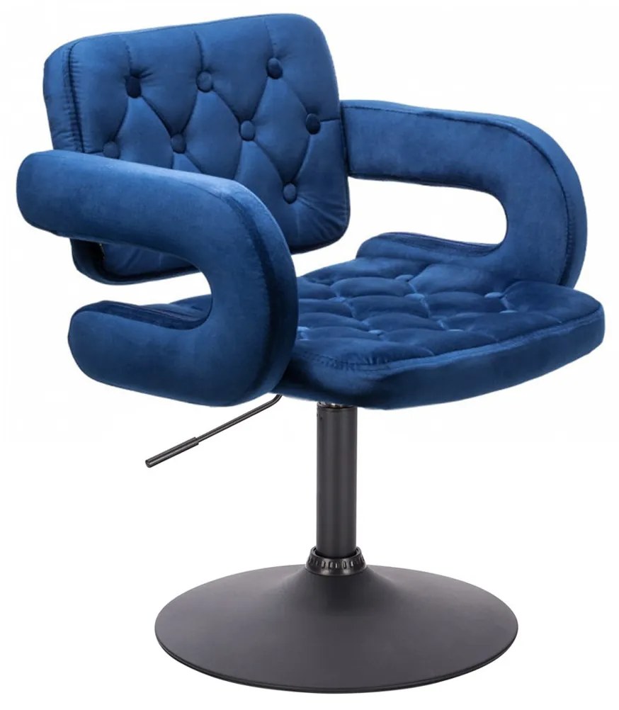 HR8403N Scaun Bleumarin Catifea cu Bază Neagră