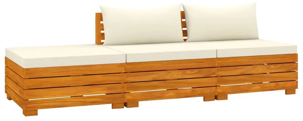 3087304 vidaXL Set mobilier de grădină cu perne, 3 piese, lemn masiv acacia