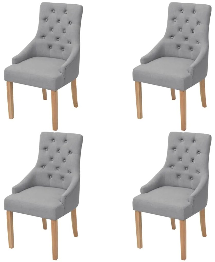 vidaXL Scaune de bucătărie pivotante, 4 buc., gri deschis, textil