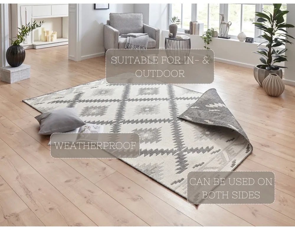Covor adecvat pentru exterior NORTHRUGS Criss, 150 x 80 cm, gri-crem