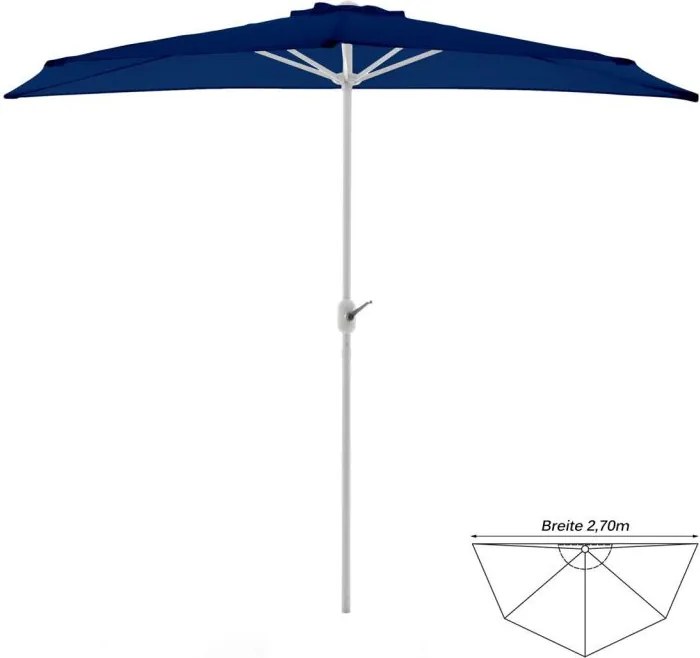 Umbrelă de grădină semicirculară-albastru închis-2,7m