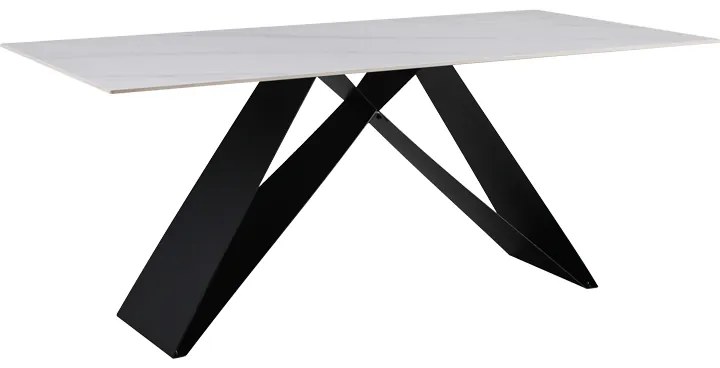 Masa Bucatarie/Dining Maherr Blat Piatra Sinterizata Alba 180x90 Cm