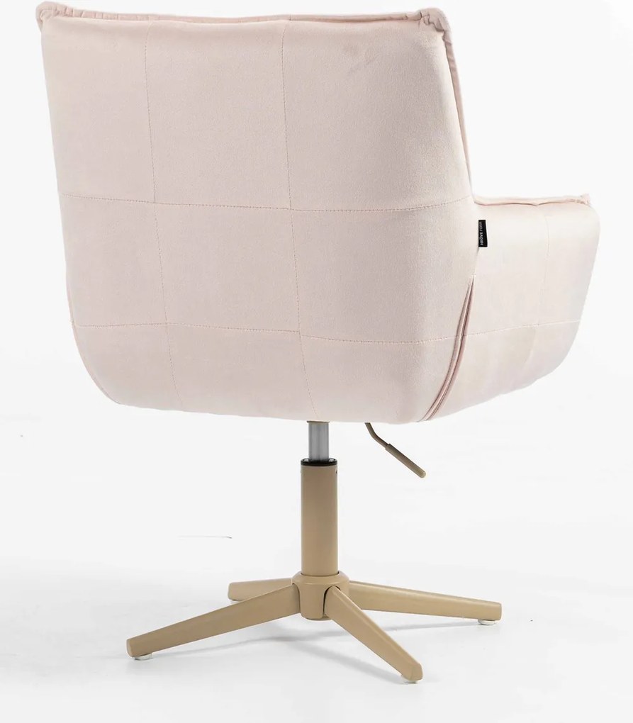 HR560CROSS Scaun Catifea Roz Pudra cu Bază Crem