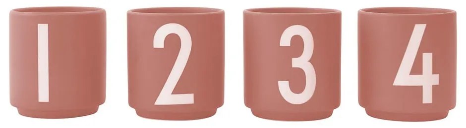 Set de 4 cești roz închis din imitație de porțelan Design Letters, 0,5 l