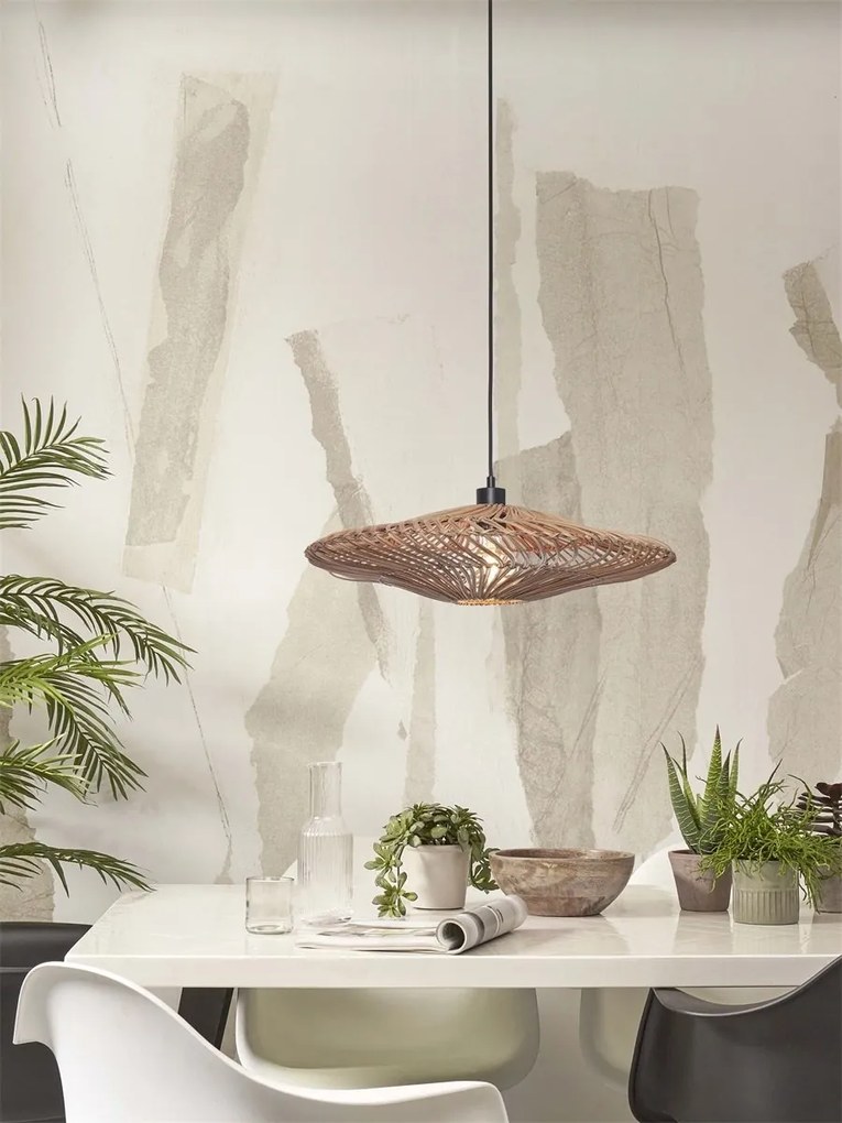 Lustra/Pendul eco din ratan Zanzibar flat 55cm L, nat