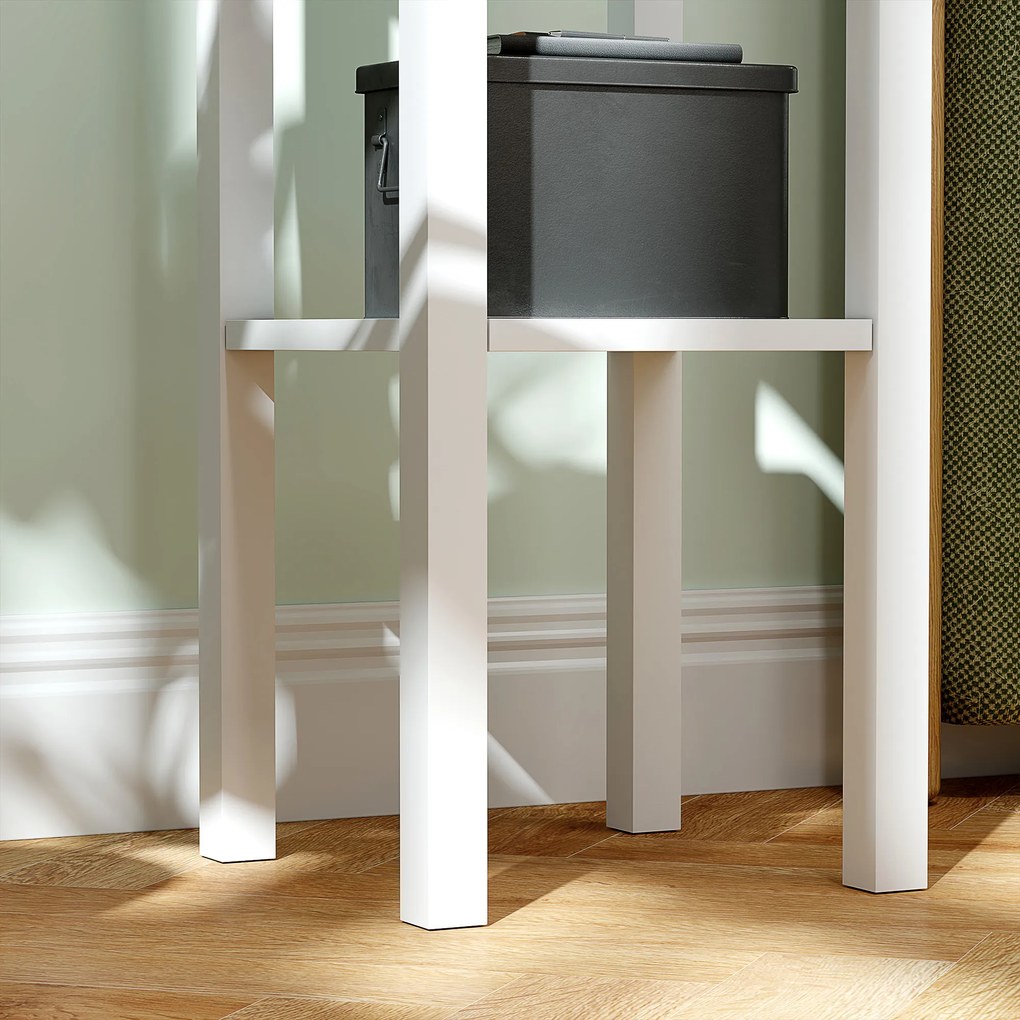 HOMCOM Set de 2 măsuțe laterale Masă de noptieră stil sofisticat cu sertar, etajeră inferioară, 30 x 30 x 75 cm, alb | Aosom Romania