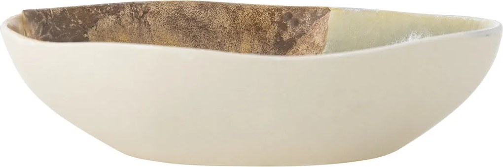Bol din ceramică artizanală, maro antichizat, finisaj patinat, 26.5×7 cm, „Lacey"