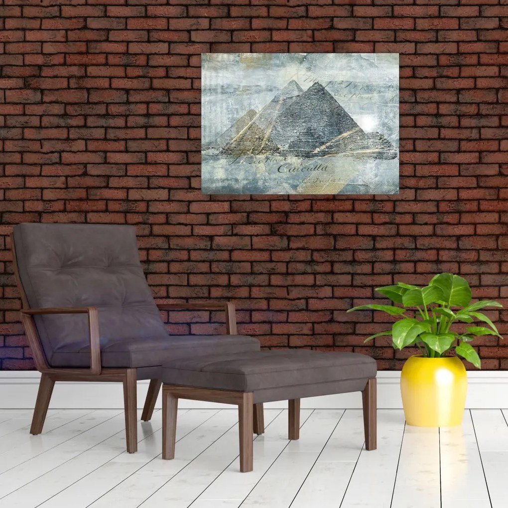 Tablou pe sticlă - Piramide în filtru albastru (70x50 cm)