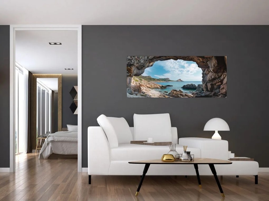 Tablou - Peșteră lângă mare (120x50 cm)