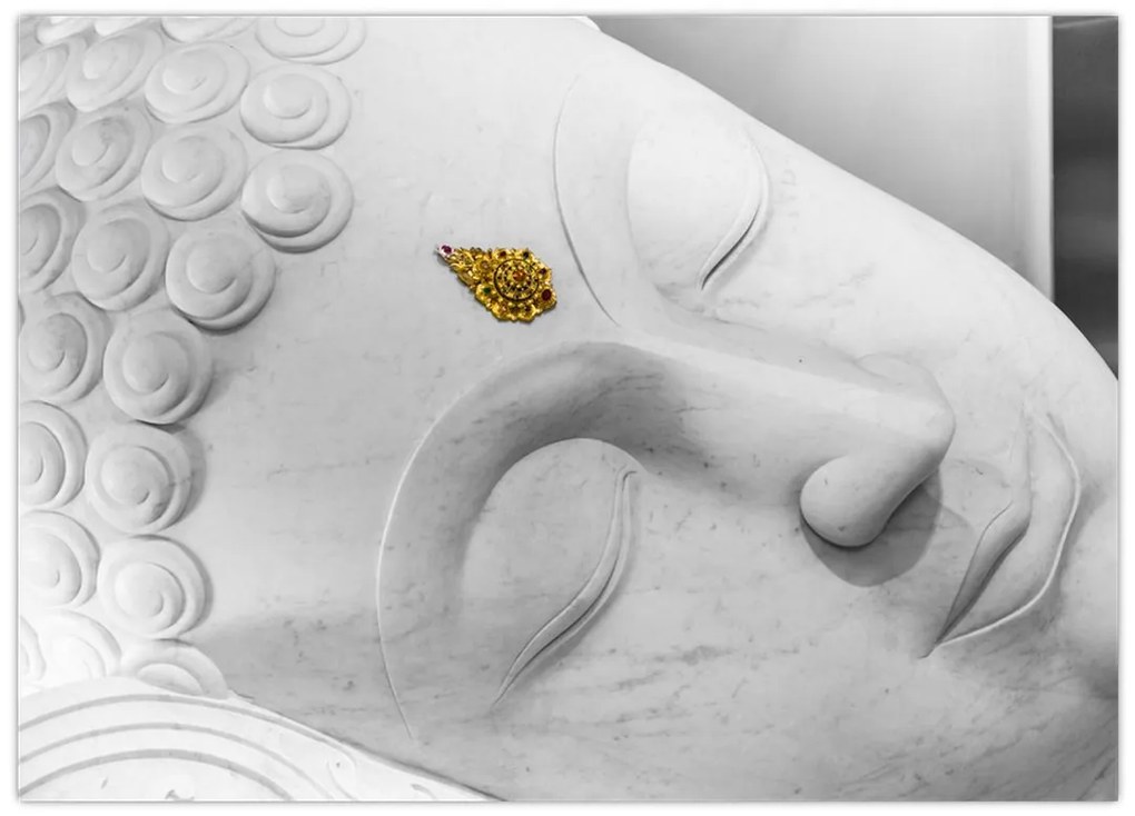 Tablou pe sticlă - Buddha alb (70x50 cm)
