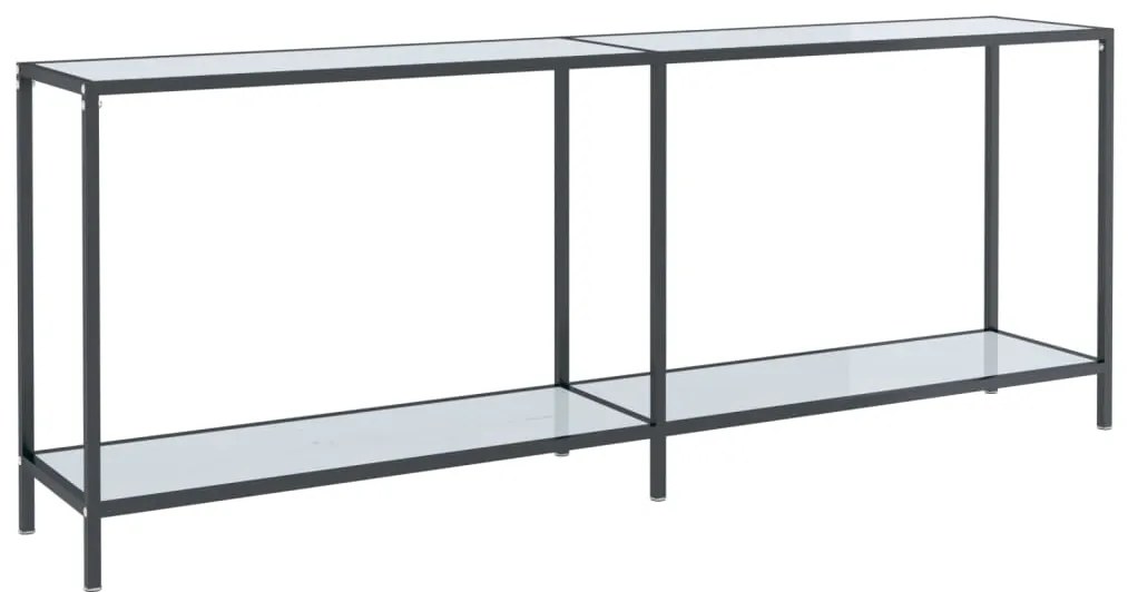 331708 vidaXL Masă consolă,alb, 200x35x75,5 cm, sticlă securizată