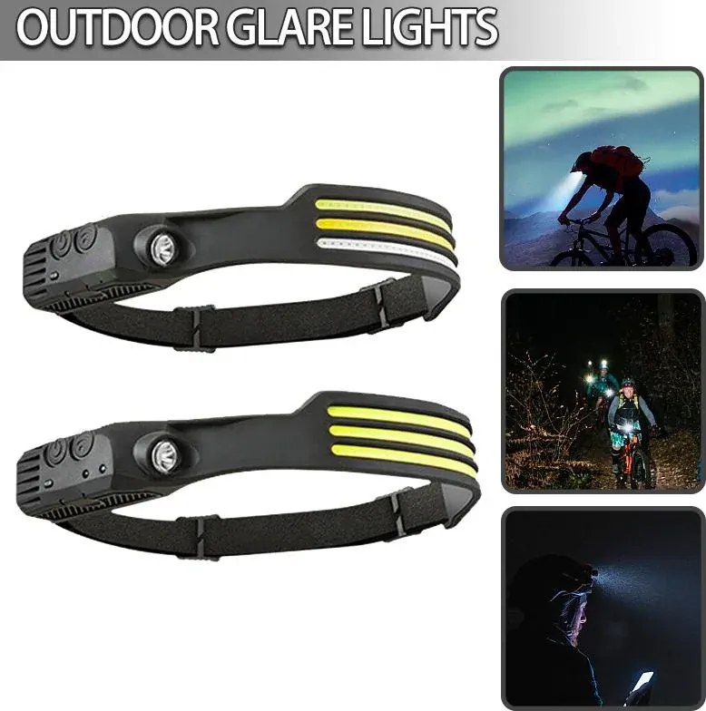 Lampă frontală COB LED cu inducție, cu baterie încorporată și încărcare USB