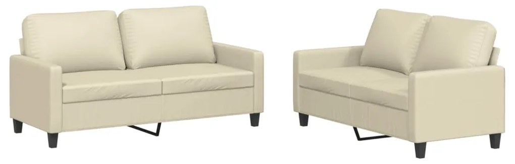 3201409 vidaXL Set de canapele cu perne, 2 piese, crem, piele ecologică