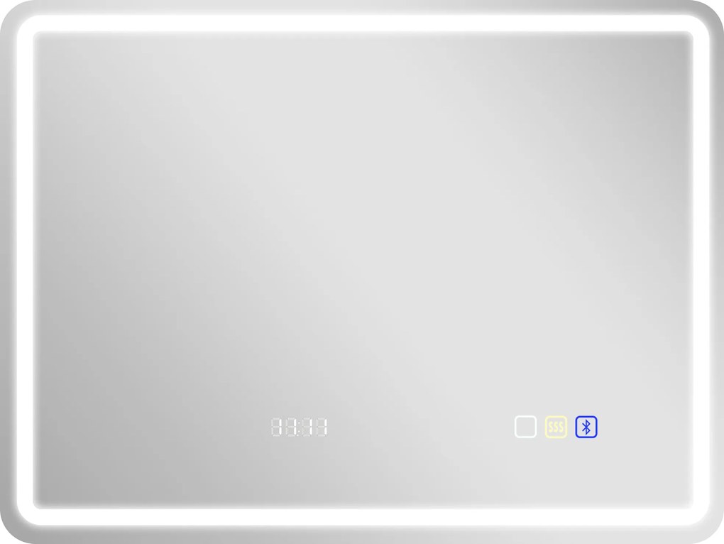 HOMCOM Oglindă de Baie LED cu Bluetooth, Iluminare Reglabilă și Funcție de Memorare, din Sticlă Securizată, 80 x 2.9 x 60 cm | Aosom Romania