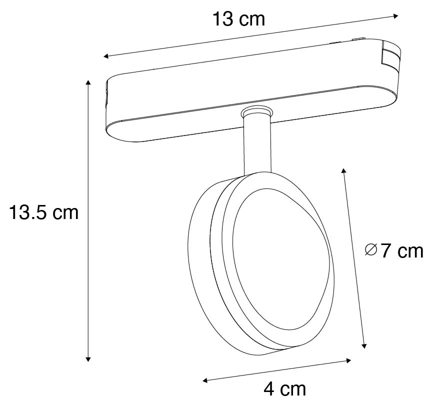 Spot modern negru pentru sistem de șine monofazat, cu LED rotativ și înclinabil - Magnetic Lance