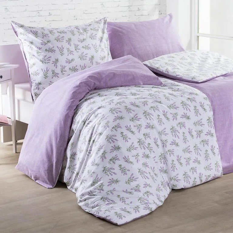 Lenjerie de pat din bumbac LILIANA violet lungime prelungită