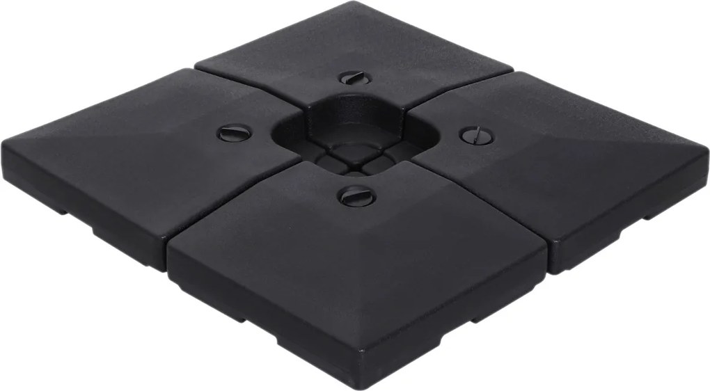 Outsunny Set 4 Baza Incrucisata pentru Umbrela de Gradina de Umplut cu Apa si Nisip,Negru, 51x51x12cm