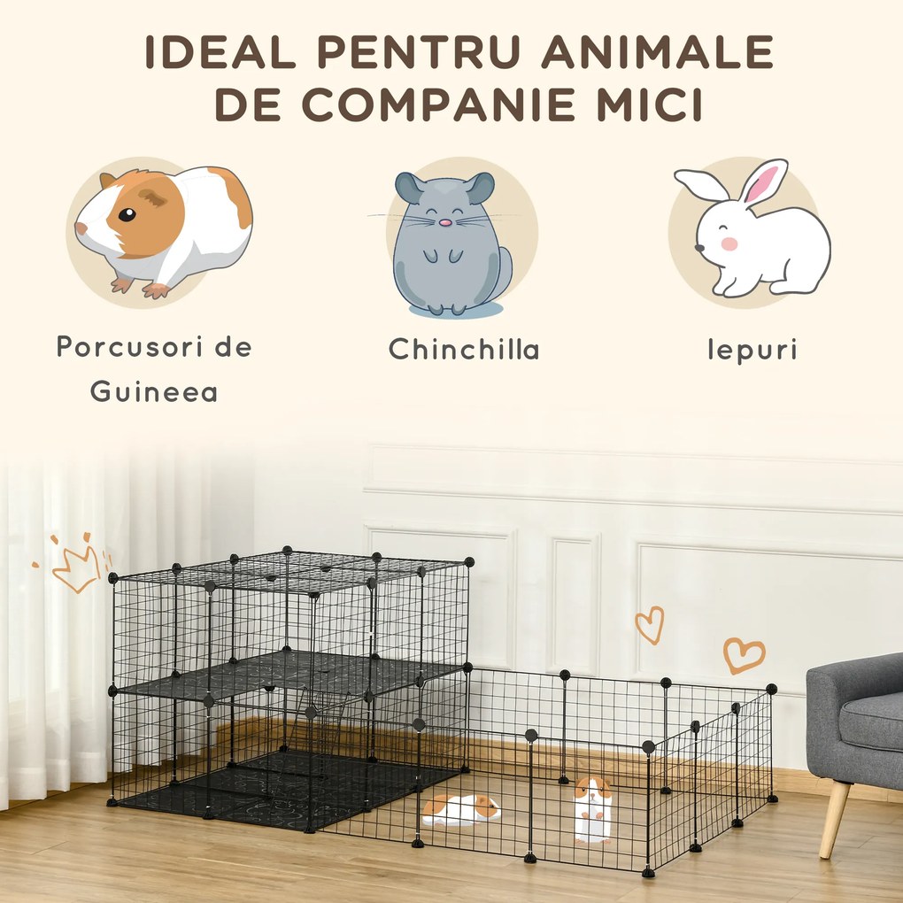 PawHut cusca metalica modulara animale mici, 175x105x70cm | Aosom Romania