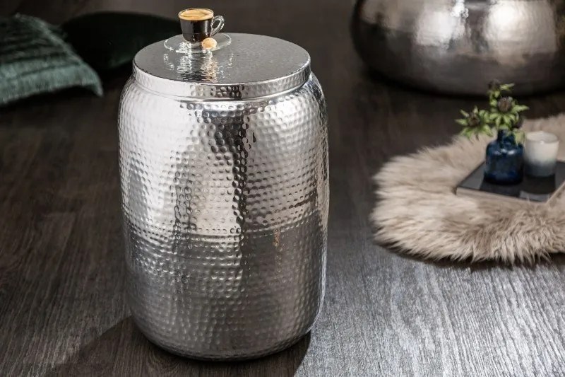 Masuta auxiliara design unicat Orient Storage 35cm, argintiu