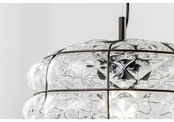 Lustră pe cablu SIRU TERRA 1xE27/60W/230V negru/transparent sticlă venețiană