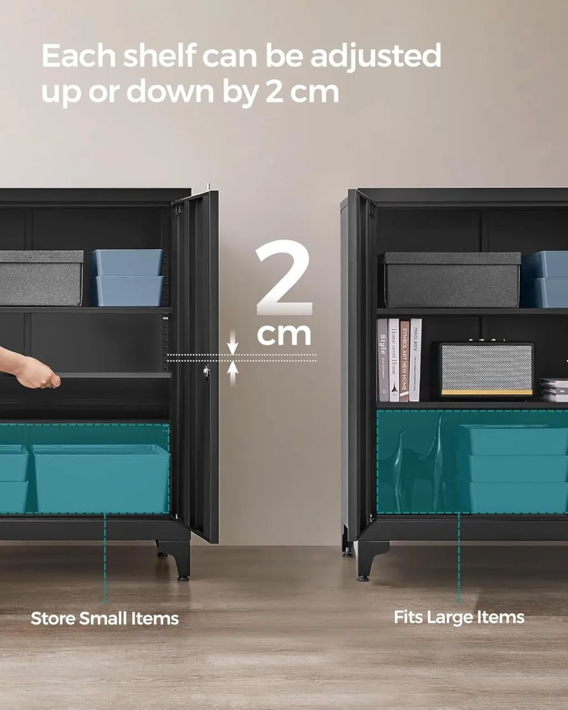 Dulap de depozitare din metal, Songmics, Gri, 80 x 40 x 90 cm