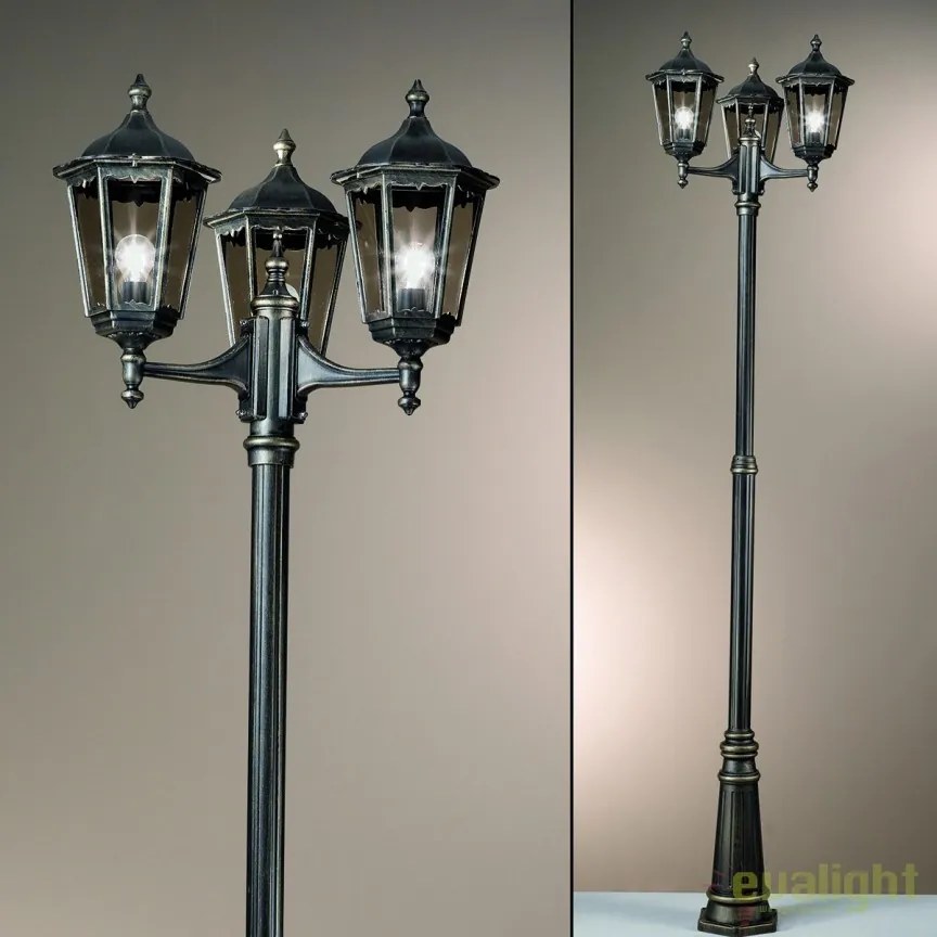 Stalp iluminat exterior stil clasic IP43 HP255 Puchberg AL 11K/82579 schwarz-gold/rauch OR