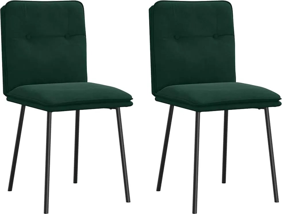 vidaXL Scaune de sufragerie, 2 buc., verde închis, catifea