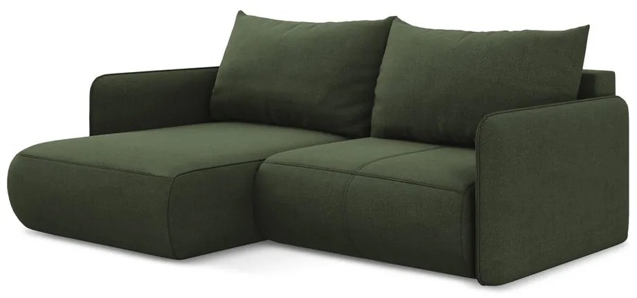 Colțar verde extensibil/cu spațiu de depozitare (cu colț pe partea stângă) Nanea – Makamii