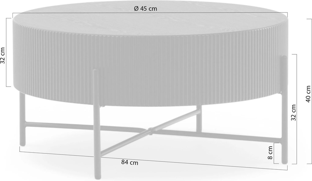 Măsuță de cafea pentru living Corbi 80 cm - nuc închis / negru mat