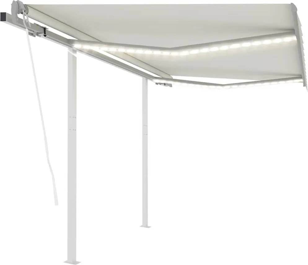 vidaXL Copertină automată cu senzor vânt & LED, crem, 3x2,5 m