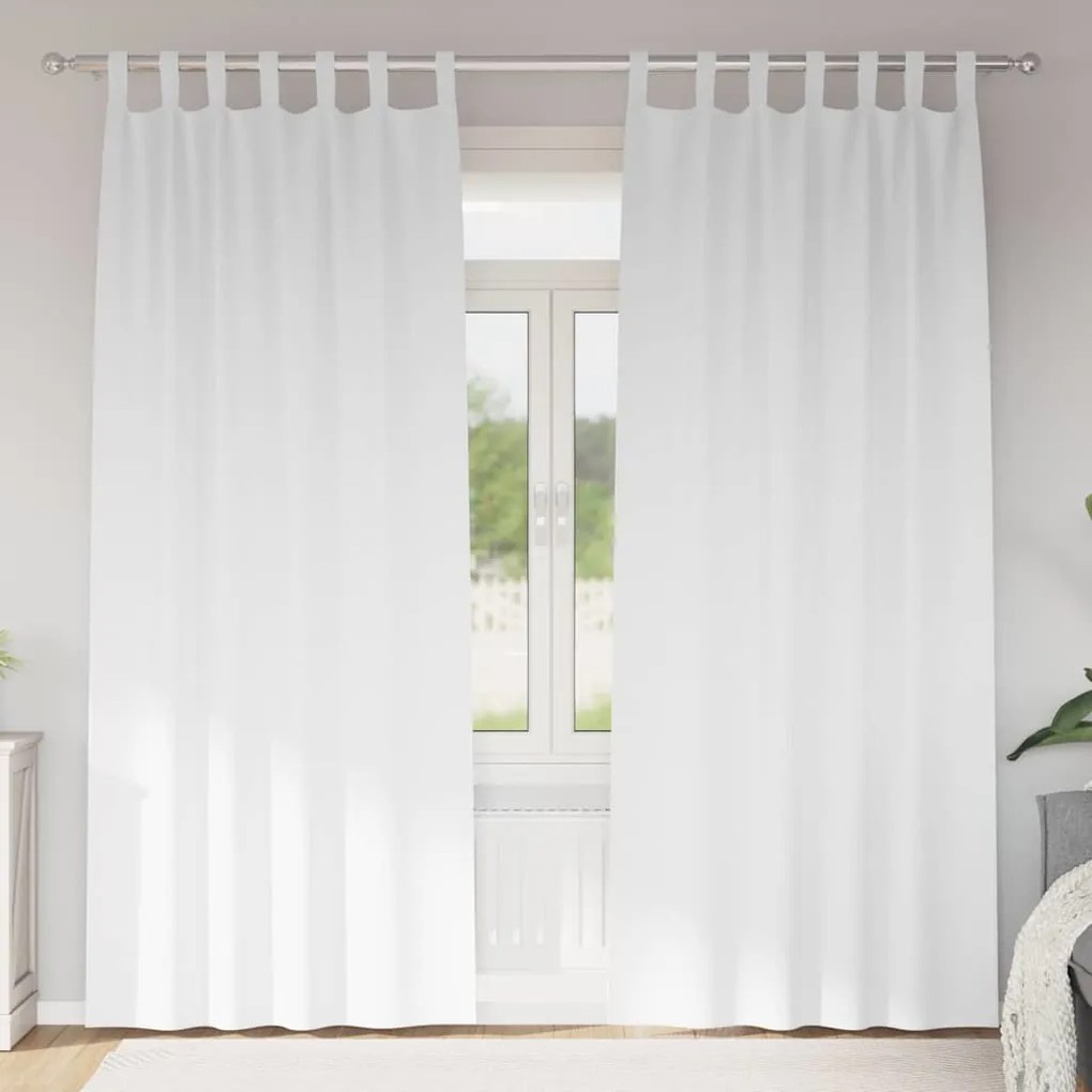 vidaXL Perdele cu perdele 2 pcs Alb pur 260 x 140 cm Poliester