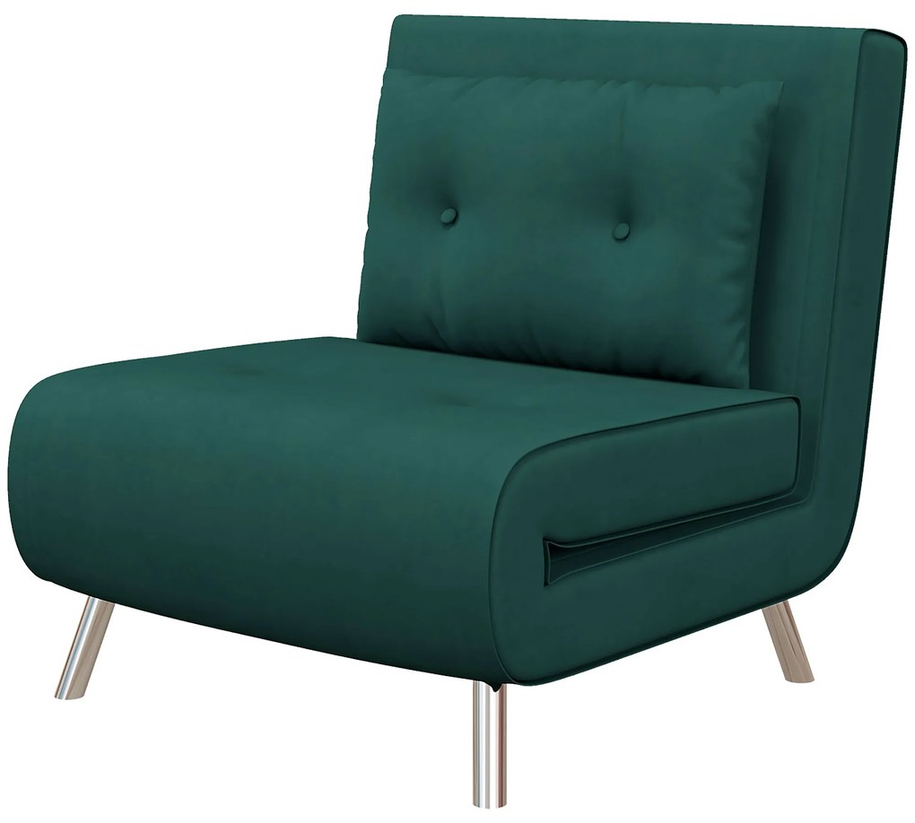 HOMCOM Fotoliu recliner cu funcție de pat, butoane decorative, aspect de pânză, 77 cm x 88 cm x 83 cm, Verde | Aosom Romania