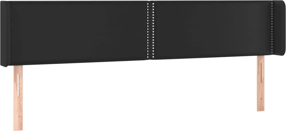 vidaXL Tăblie de pat cu aripioare negru 183x16x78/88cm piele ecologică